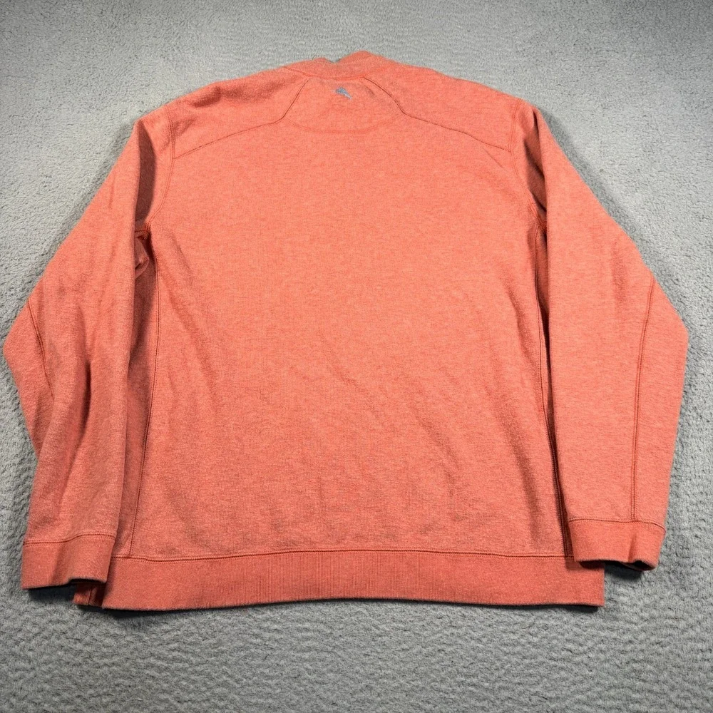 Tommy Bahama Sweater Men's XL Orange Knit‎ Quarter Zip Reversible Preppy Holiday
